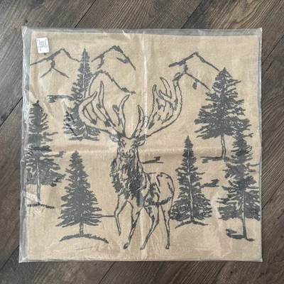 Pottery Barn Christmas Cabin Conell Rustic Forest Embroidered Pillow, 20''x20'' - Image 1 of 4