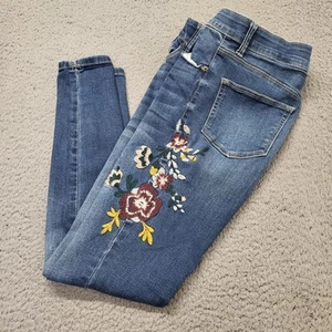 Knox Rose Damenjeans Größe 6 Blumen bestickt Mid-Rise Skinny Denim Hose - Bild 1 von 12