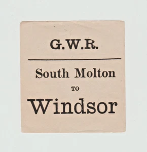 Great Western Railway Luggage Label South Molton to Windsor - Picture 1 of 1