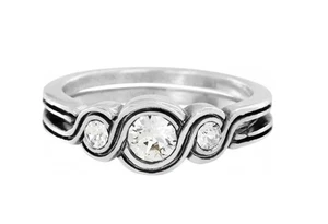 Brighton versilberter Kristall Unendlichkeit Funkelnder Bandring Schmuck Größe 9 neu - Bild 1 von 2