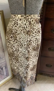 Women's Leopard Paisley Pencil Skirt Size 14 By First Issue Liz Claiborne - Picture 1 of 11