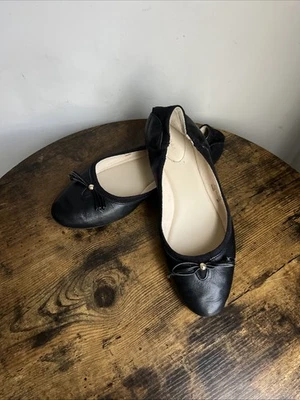 Cole Haan Women’s Black Leather  Ballet Flats Kiera Shoes Size 8 B Bow Detail - Image 1 of 4