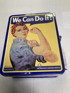 Fiambrera de mano de hojalata Rosie the Riveter vintage para mujeres en la guerra podemos hacerlo - Imagen 1 de 6