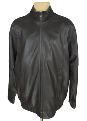 Orvis Mens Brown Soft Leather Bomber Jacket Size L - Image 1 of 4