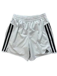 Adidas Youth Boys White & Black Stripe Athletic Shorts Size Medium 10-12 - Picture 1 of 8