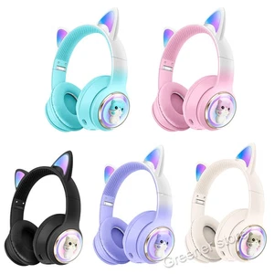 Kid LED Cat Ear Wireless Headphone Bluetooth Headset Foldable Gaming Earphone - Foto 1 di 19