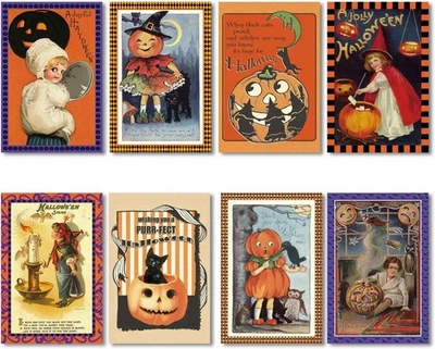 24 Pcs Vintage Halloween Greeting Cards w/ Envelopes and Sticker Halloween Retro - Image 1 of 4