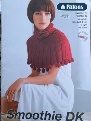 Patons Smoothie DK Pattern Book 01277 13 Styles Cape, Cardigans, Scarves Jumpers - Image 1 of 4