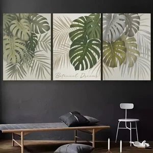 3pcs Monstera Leaf  Botanical Prints Metal Print Ready to Hang Art - Picture 1 of 8
