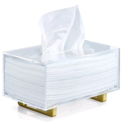 YoBa Grueso Acrílico Pañuelo Caja Soporte Rectangular 8.8" x 5.1" Rectángulo, Transparente  Foto 1 de 4