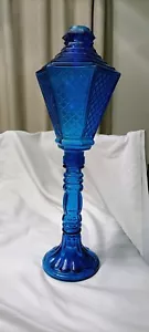 Vintage Made in Italy Blue Lamp Post Glass Liquor Decanter RARE - Picture 1 of 18