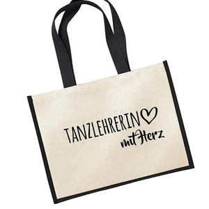 Jutetasche Tanzlehrerin mit Herz Shopper Einkaufstasche Geschenkidee Souvenir Pr - Bild 1 von 5