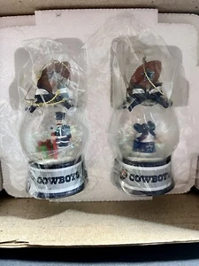 Brand New Dallas Cowboys Snow Globe Ornament Set of 2, Nutcracker & Bell - Picture 1 of 8