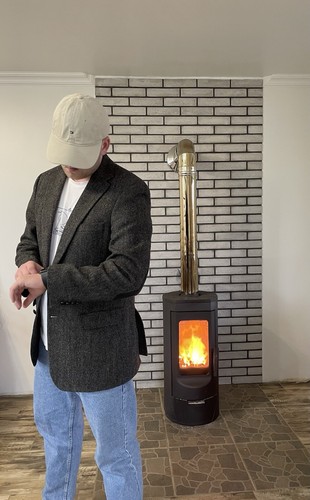 BURBERRY Blazer cappotto lana spina di pesce grigio uomo Harris tweed x Mario Barutti vintage US 42