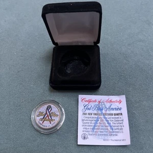September 11th 2001 New York STATE Quarter Colorization Merrick Mint COA - Picture 1 of 5