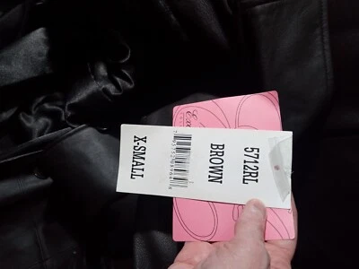 Excellled Long Leather Coat Dark Brown Sz. XS - Image 1 of 4