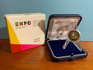 2 EURO COMMEMORATIVO ITALIA 2015 WORLD MILANO EXPO PROOF FONDO SPECCHIO PP BE € - Foto 1 di 5