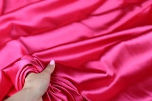 Fuchsia Satin Charmeuse Fabric By The Yard 396 - Picture 1 of 17