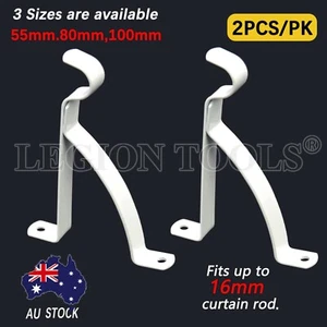 Metal Support Curtain Rod Pole Wall Bracket Holder Hook Rack 16mm 2Pcs Drape Au - Picture 1 of 7