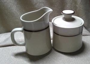 Sango Karussell Steingut Restaurant Geschirr Sahne und Zucker Set 801 weiß Vintage - Bild 1 von 5