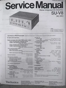 Technics SU-V8 Service Manual Amplifier Photocopy - Picture 1 of 3