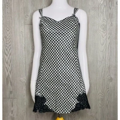 Lencería cacique vintage pata de gallo sedoso peluche lazo ropa de dormir camisón talla mediana Foto 1 de 4