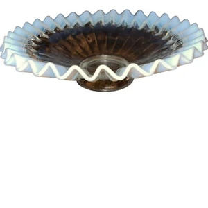 Vintage Glass Clear & White Opalescent 8” X 2.25” Dish Compote Candy EUC - Picture 1 of 5