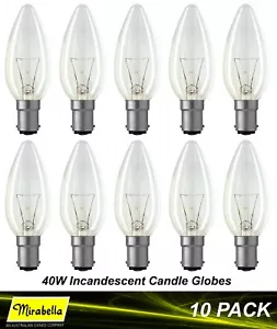 10 x 40W B15 Clear Candle Light Globes Bulbs Lamp Incandescent Small Bayonet SBC - Picture 1 of 4