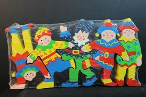 Wooden Puzzle - Toy - 5 Pc - Elves / Jesters - Picture 1 of 3