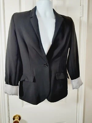 Blazer Ambiance Damas M Negro 1 Botón Con Puños Posibles Mangas En Contraste Foto 1 de 4