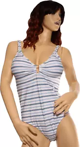 Ralph Lauren Damen gestreifter Einteiler Badeanzug weiß blau Größe 12 - Bild 1 von 2
