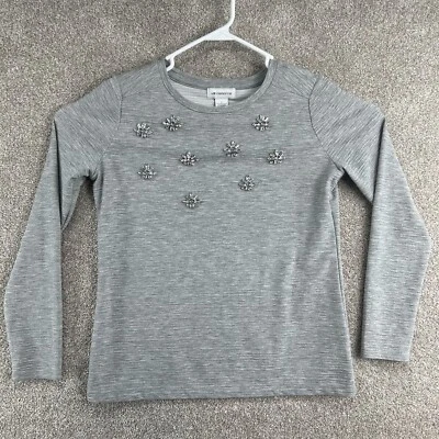 Suéter Pullover Liz Claiborne Para Mujer Talla Pequeña Gris Manga Larga Navidad Foto 1 de 4