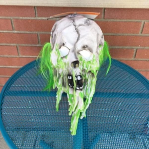 Oozing Skull Mask Halloween Green and White Adult One Size Fits Most - Picture 1 of 10