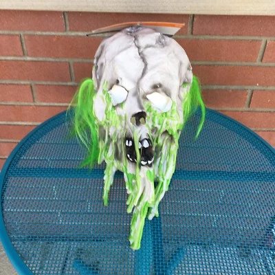 Oozing Skull Mask Halloween Green and White Adult One Size Fits Most - Image 1 of 4