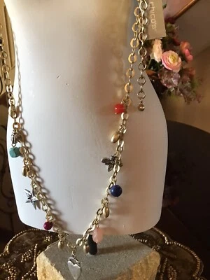Collar Chico's Joyería Oro Mate Corazón Colgante Abeja Dama Insecto Dije 40" Nuevo Foto 1 de 4