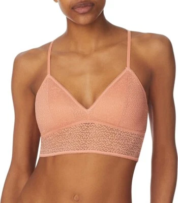 Sutiã feminino DKNY tamanho M moderno renda longline triângulo acolchoado bralette DK4021 goiaba - Imagem 1 de 4