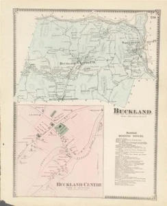 Antique Map Buckland, MA - FW Beers Atlas of Franklin County MA 1871 - Foto 1 di 1