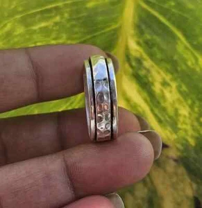 Spinnerring, gehämmerter Bandring, 925 Sterling Silber Ring, Vermittlungsring, Boho - Bild 1 von 10