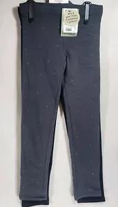 H&M Girls Size 6X -2 pack Thick Leggings Black & Dark Gray w/Silver polka dots - Picture 1 of 7