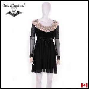 elegante ropa mujer mini vestido negro miércoles cuello addams lujo bebé muñeca - Imagen 1 de 24