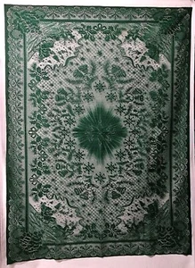 Lace Tablecloth 50" x 70" Green Santa Rectangle Christmas Diningroom Kitchen - Picture 1 of 6