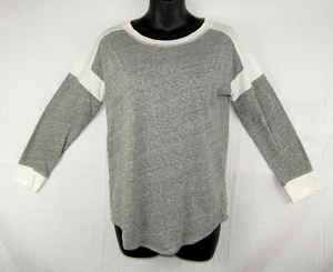 J Crew Damen meliertes graues Langarm Color Block Shirt Small leicht - Bild 1 von 8