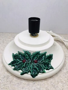 Vintage Keramik Weihnachtsbaum Sockel nur beleuchtet weiß Schalter GETESTET - Bild 1 von 8