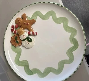 Briggs Keramik Weihnachten 12" Teller Kekstausch Servieren Dessert 3D Portugal Vintage - Bild 1 von 6