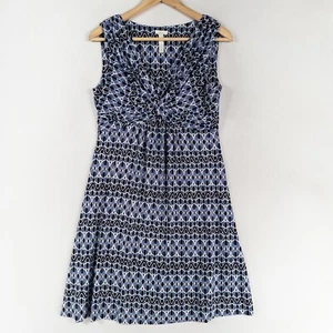 Vestido Soma para mujer azul medio estampado geométrico tejido elástico nudo torcido cómodo - Imagen 1 de 8