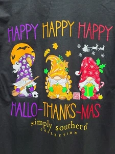 "Camiseta Simply Southern ""Happy Everything"" negra manga larga pequeña ""Única" - Imagen 1 de 5