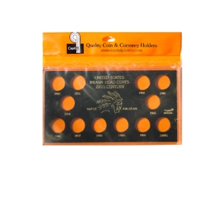 Soporte de 10 monedas de centavos indios Capital Plastics 1900-1909 con ilustración Custer - Imagen 1 de 2