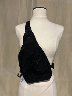 Small Sling Crossbody Sling Bag~Black~New~Multi Compartments - Image 1 of 4