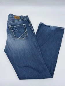 BKE Jeans Mens 36x36 Blue Tyler Straight Leg Chunky Stitch Wiskering Stretch - Picture 1 of 15