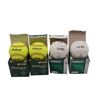 Lote de 4 pelotas de softbol oficiales Dudley SB12L (ND) -- cuero con centro de corcho Foto 1 de 4